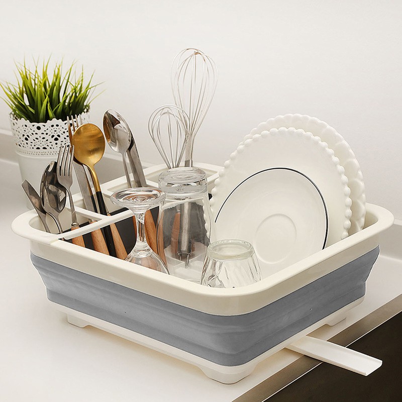 Collapsible Dish Drying Rack Space Saving Foldable Portable Dinnerware Drainer