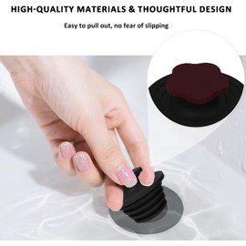 Tapones de Drenaje para bañera – 2 Tapones universales de Silicona para Ducha y Fregadero, baño y desagüe de Ducha, fácil instalación, Color Gris (Negro)