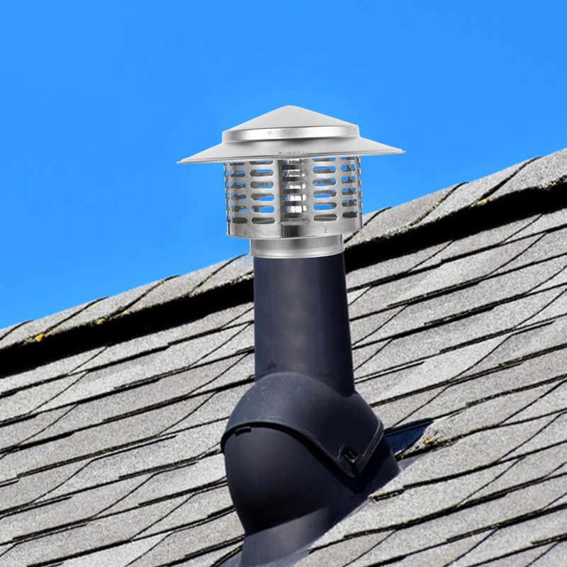 HOLIDYOYO Chimney Cap 7.56 Inch Rainproof Roof Vent Cover Flue
