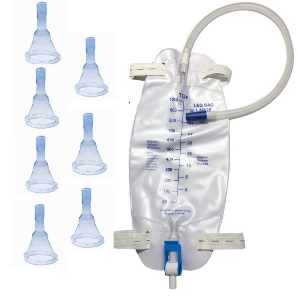 Male Complete Kit Urinary Incontinence 7-Condom Catheters External Self-Seal,Premium Leg