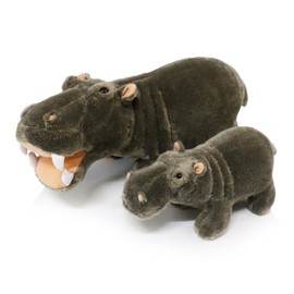 Ice King Bear Mom and Baby Stuffed Animals Set Zoo Wild Animals (Hippo)