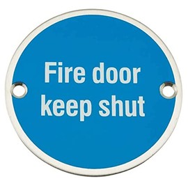 frisco (u.k.) AEC8002 sales limited Door Keep Shut Sign, Stainless Steel, Safety Sign with fixings ,Silver,76mm