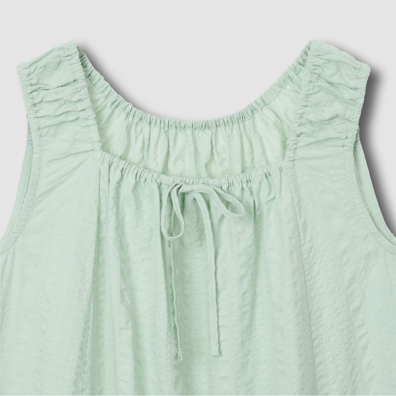 JAJU Soft Seersucker Sleeveless Pajama Dress_Mint