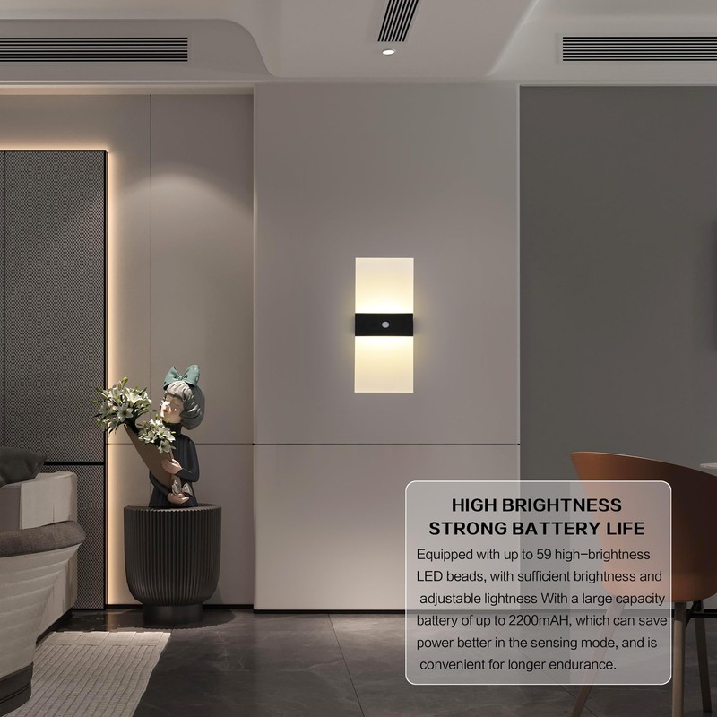 Rechargeable Wall Sconces Set of 2,Magnetic Wireless Led Wall Lamp,