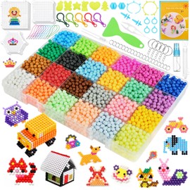AUAUY Water Beads Refill Set, 24 Colours, 6800 Beads Refill Set, Magic Water Beads for Children, Non-Toxic Kit, Craft Beads, Water Magic Refill with Craft Accessories for Beginners, DIY Toys
