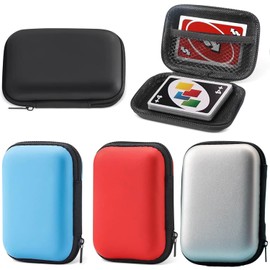 TRLREQ Set of 4 Playing Card Case for UNO & Trading Cards, Waterproof Storage Box with TÜV Certification, Compact 11 x 7.5 x 4 cm for Travel, Pub Evenings & Dementia Therapy, red