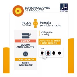J.H. Company Reloj Touch Led Unisex Mujer Hombre Moda Casual Correa Negro 0322