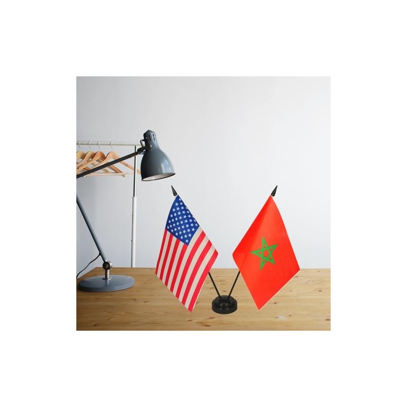 America & Morocco Friendship Twin Desk Flag, US Morocco Table