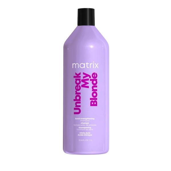 Matrix Unbreak My Blonde Strengthening Shampoo | Repairs and Adds Softness and Shine | For Damaged, Lightened and Over Processed Hair | Sulfate-Free | Packaging May Vary | 33.8 Fl. Oz. | Vegan