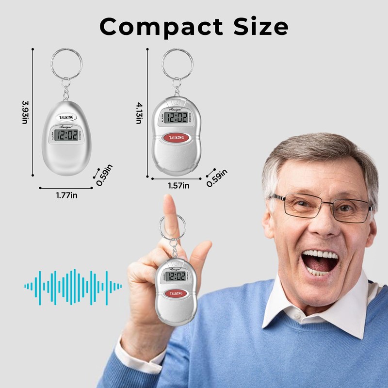 Awaiymi 2 Pack Talking Clock for Blind Elderly, Small Travel