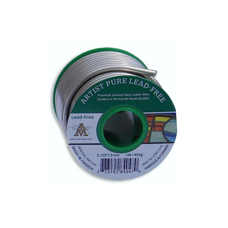 AIM Artist Pure Lead-Free Stained Glass Solder, 0.125inch, 1lb (3mm
