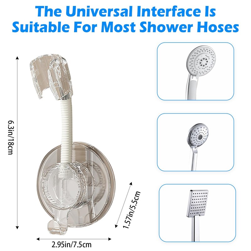 Shower Head Holder, 360° Rotatable & Adjustable Angle, Sideways &