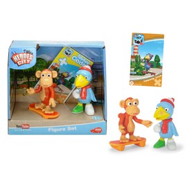 Dickie Toys - heroes of the city, the figure set with Kasimir crow and Anton the monkey, including skateboard with wheel and collector's card with secret code.