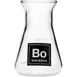 Drink Periodically Set of 6 Laboratory Erlenmeyer Flask Shot Glasses, Clear Glass-Bourbon-2.75oz each