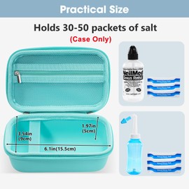 ProCase Travel Case for NeilMed Sinus Rinse Packets, Carrying Bag for Maoever Neti Pot Nasal Rinse, Portable Case for Sinus Rinse Bottle and Nasal Wash Salt Packets or Nose Cleaner Kit -Turquoise