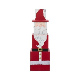 Glitzhome Christmas Santa Nutcracker Wood Box Porch Decor, 24.5" H Reversible Double-Sided Entryway Sign Festive Solid Decorative Artifact for Indoor Holiday Display