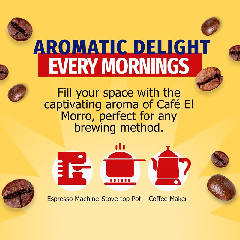 Premium Ground Coffee, Café El Morro, (6 oz), Pack of