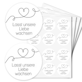 Set of 48 Flower Seeds Stickers Heart Line White/Black I dv_1271