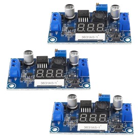 SIPYTOPF 3 Pack LM2596 with LED Display Voltmeter Buck Converter,DC to DC Voltage Regulator Adjustable Step Down Buck Power Convert Module 4.0-40V Input to 1.25-37V Output (Blue)