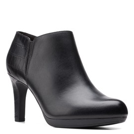 Clarks Women's Adriel Lily Ankle Boot, Black Leather Synthetic Combi, 9