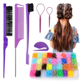 Ligas para el Cabello para Niña, 2200 Piezas Mini Bandas de Goma Elásticas con 36 Colores y Herramientas de Peinado, Accesorios para el Pelo Infantil Duraderos, Incluye Aplicador y Caja de Almacenamiento