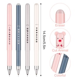 Xinstroe Pack of 12 Erasable Ballpoint Pens Cartoon Pen Gel Ink Pen Erasable Pen Erasable Gel Pen for Children Students School Office (Black)