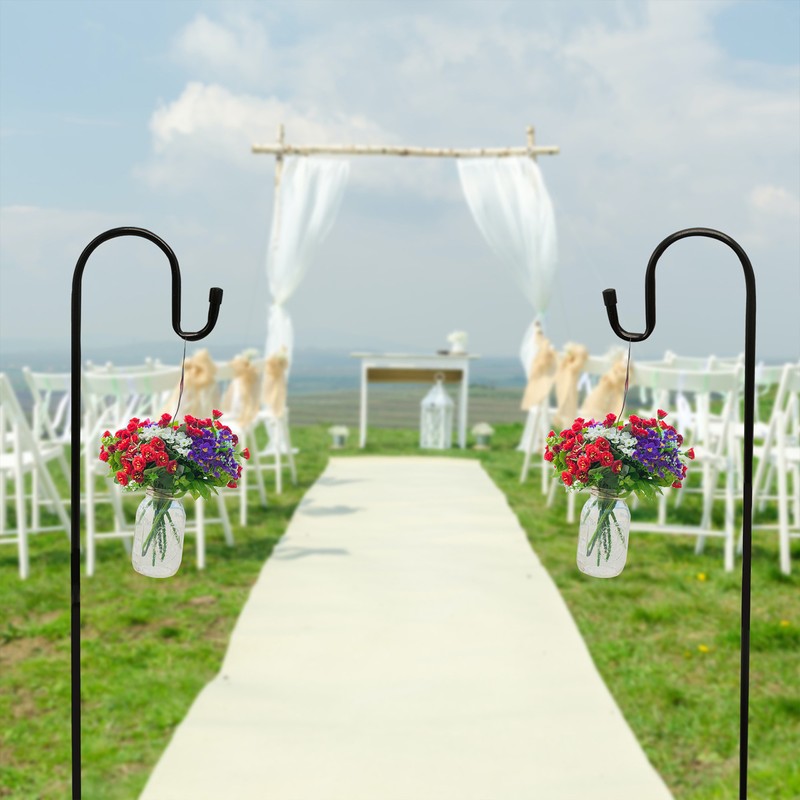 Outdoor Shepherd Hook Mopping Hook 2 Claw Base Height Adjustable