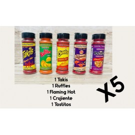 Takis 5x Takis Fuego Flaming Ruffles Chilli Powder Seasoning 5x Polvo Chilito Sonador