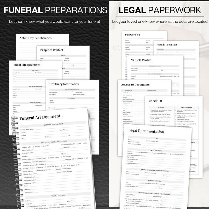 End of life planner | Emergency Binder with Medical, Death,