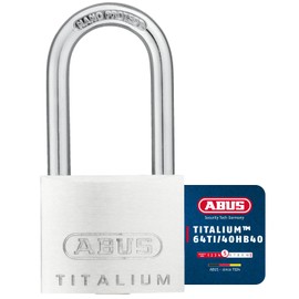 ABUS Titalium 64TI/40HB40 Padlock with high Shackle - Basement Lock with Lock Body Made of Special Aluminium - Hardened Steel Shackle - ABUS Security Level 5