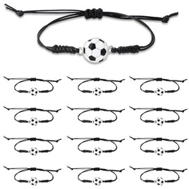 XYTAHDM Pack of 12 Football Bracelets for Children, Friendship Bracelets, Children's Football Bracelets, Sports Party Bags, Adjustable Braided Friendship Bracelets, for Sports, Children's Birthday
