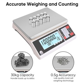 Industrial Counting Scale 30kg/0.5g with RS232 Port, Digital Inventory Counting Scale for Parts Coins Piece Counting Scale for Computer/Printer, Precision Electronic Gram Scale(g/kg/lb)