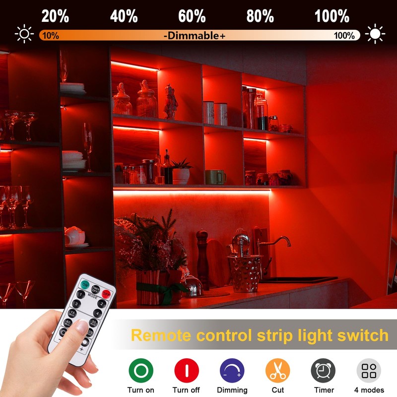 OMIKA COB LED Strip Lights Battery Powered with Remote, 6.56FT