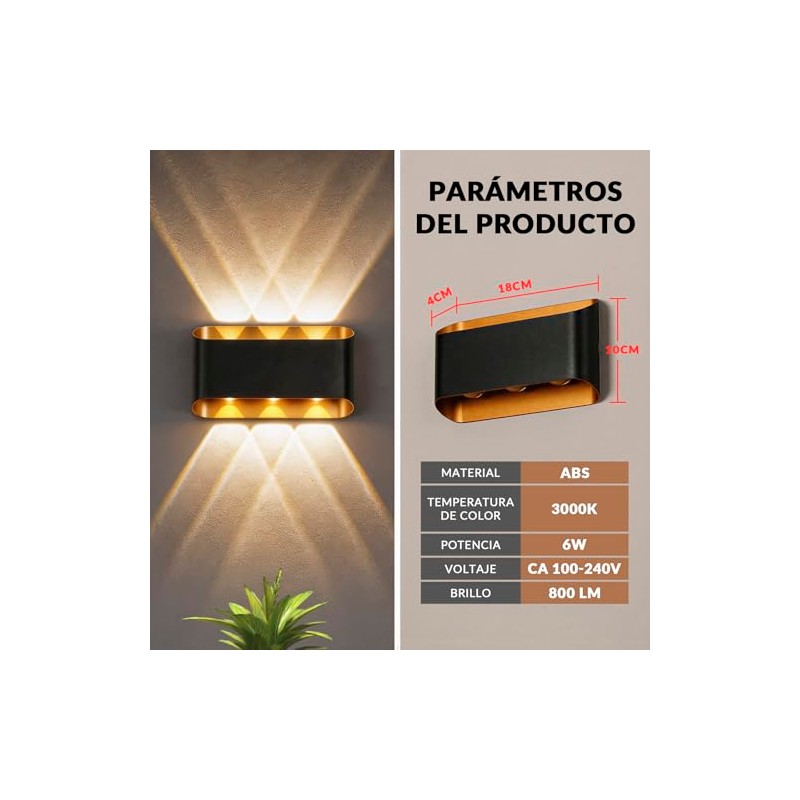 Aplique de Pared LED 800LM 3000K IP65, 4 Pack