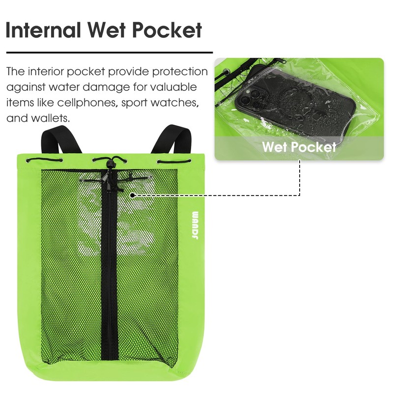 WANDF Swim Bag Mesh Drawstring Backpack Beach Backpack for Swimming,