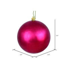 Vickerman 2.4" Christmas Ornament Ball, Berry Red Shiny Finish, Shatterproof Plastic, UV Resistant, Holiday Christmas Tree Decoration, 24 Pack