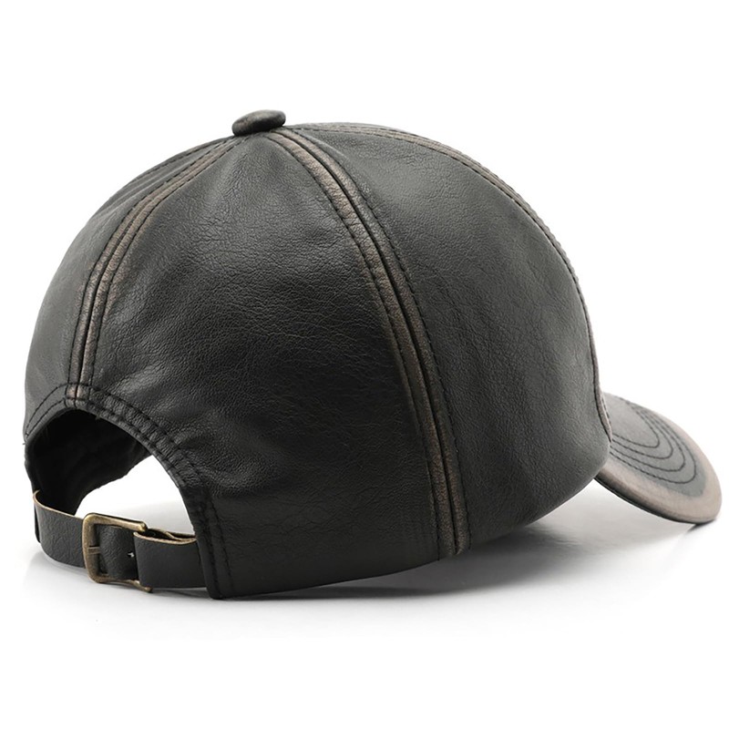 Gorra de béisbol de piel sintético clásico lavada, unisex, color