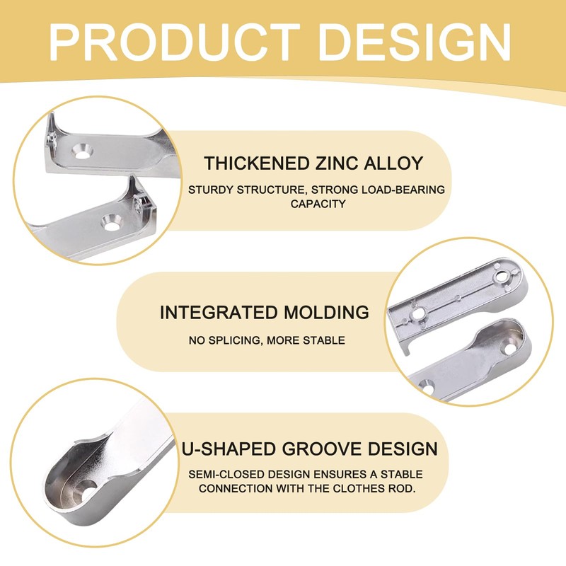 2 Pieces Clothes Rail Holder Clothes Rail Holder Titanium Alloy