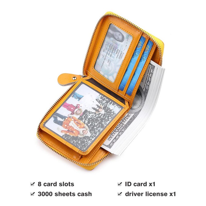 CHANPINCL RFID Wallets for women Genuine Leather Zipper Purses Secure