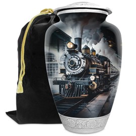 Train Railroad Urn for Human Ashes | Large Handcrafted Funeral Memorial | Decorative Cremation Urn for Women and Men
