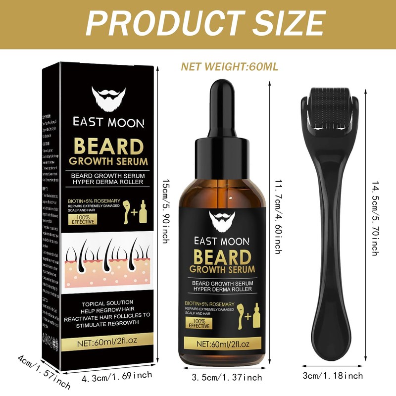 Bartwuchs Kit,Bartwachstum Set mit Dermaroller Bartroller,Bartwuchs Serum Öl/Beard Roller,Beard Growth