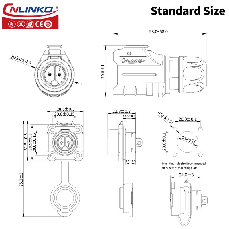 CNLINKO LP-16 Industrial Waterproof Connector IP68 Circular Connector Quick Plugging