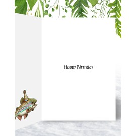 Trout Birthday Card - Funny Fishing Themed Design - A5 Size with Yellow Envelope. Designed and Printed in the UK
