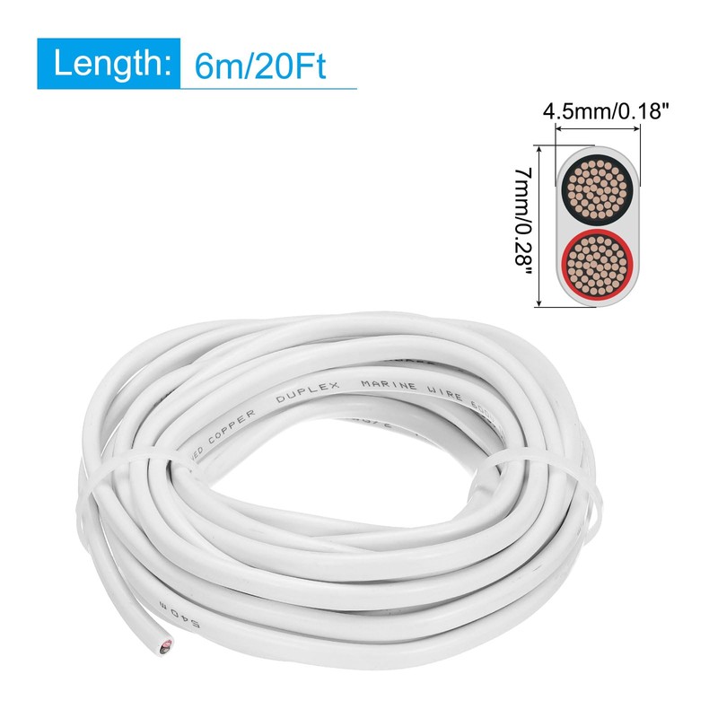 sourcing map 2 Core 18AWG Duplex Marine Wire 20 Ft
