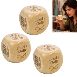 GDGJWL Quilters Dice - 6 Sided Wooden Dice for Quilting, Fun & Creative Sewing Gifts for Quilters, Sewists & Craft Lovers, Laser Engraved with Quilt Tasks (Buy Fabric, Finish UFO, Bind Quilt)(3 Pack)
