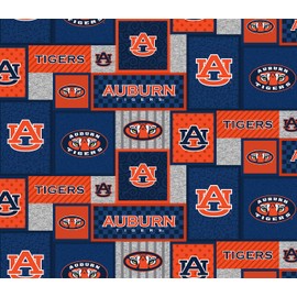 SYKEL ENTERPRISES Auburn University Tigers Fleece Blanket Fabric with New Patch Design-Sold by The Yard