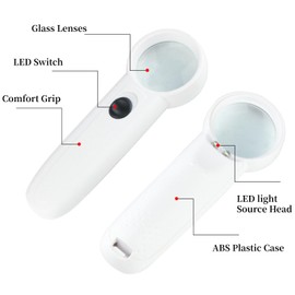 AUNMAS 15X Magnifying Glass with Light, Handheld LED Lighting Magnifier for Reading Maps for Jeweler Watch Repair(MG6B-2 15X)