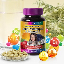 Holidays Multivitamin 13 & Mineral 6 90 Tablets 2 Bottles (6-Month Supply) / 홀리데이즈 멀티비타민13&미네랄6 90정 2병 (6개월분)