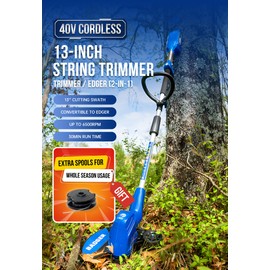 WILD BADGER POWER Weed Wacker 40V 13'' Cordless 2 in 1 String Trimmer/Edger with Auto Feed, 2.0Ah Battery and Charger, 2 Pack Trimmer Line