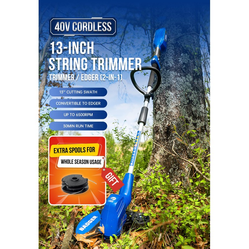 WILD BADGER POWER Weed Wacker 40V 13'' Cordless 2 in